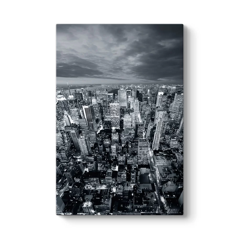 Siyah Beyaz New York Skyline Tablosu - Model 2